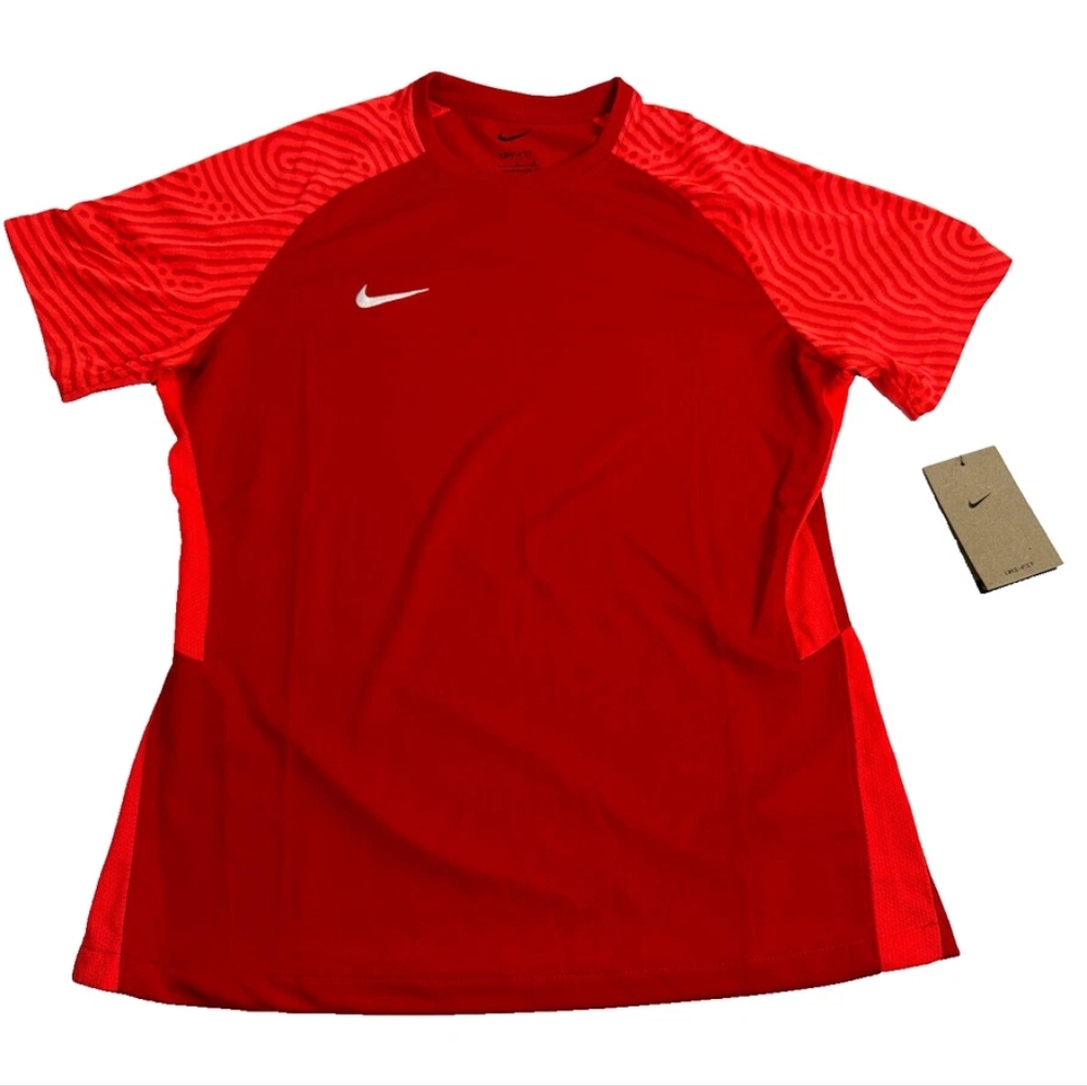 Nike Stripe 2 Soccer Short Sleeve Jersey Red Womens Size Med